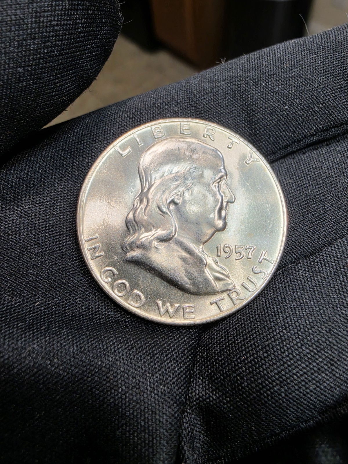1957 Franklin Half Dollar (D) 90% SILVER!