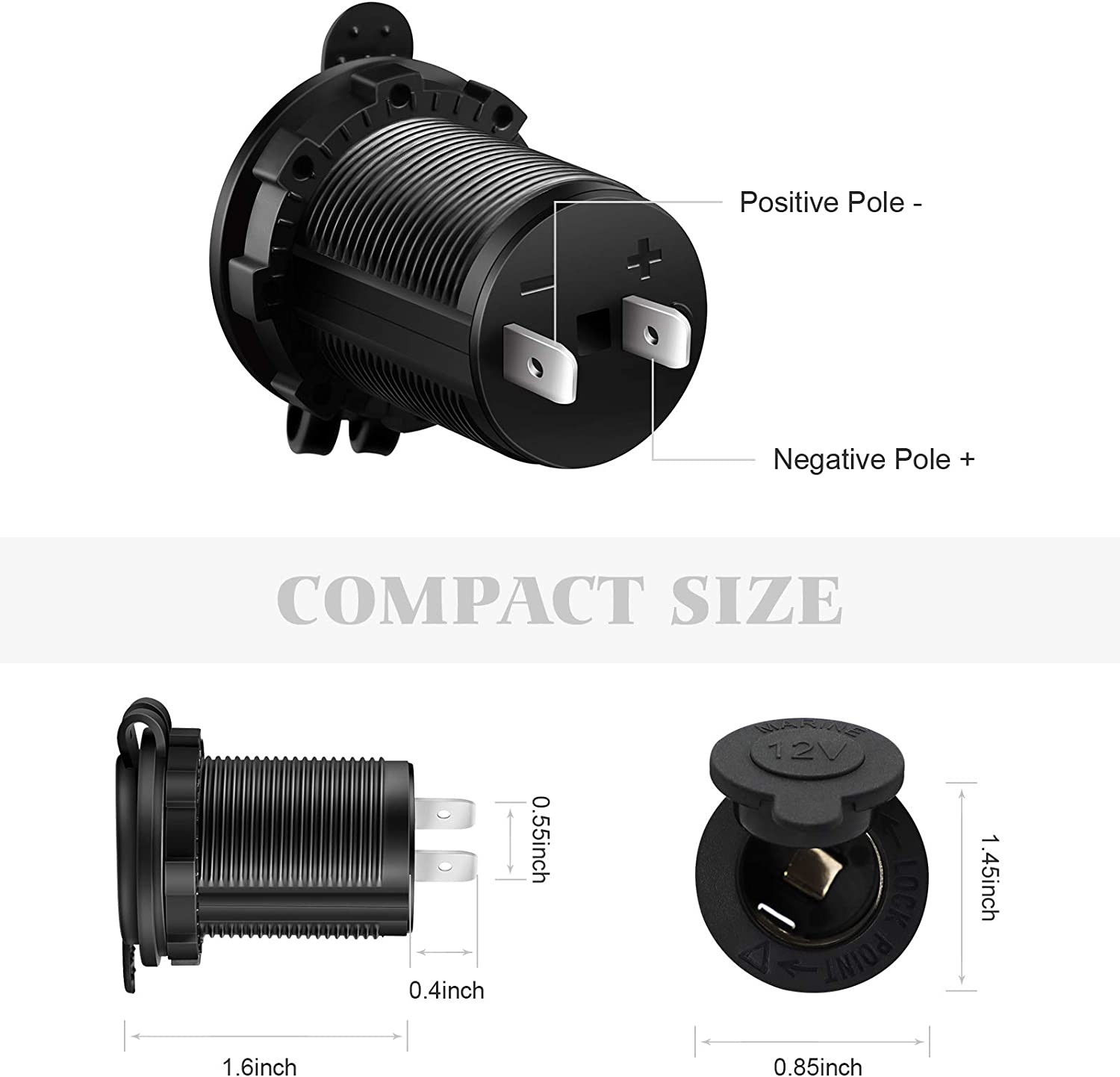 12V Cigarette Lighter Socket Car Marine Motorcycle ATV RV Lighter Socket Power O