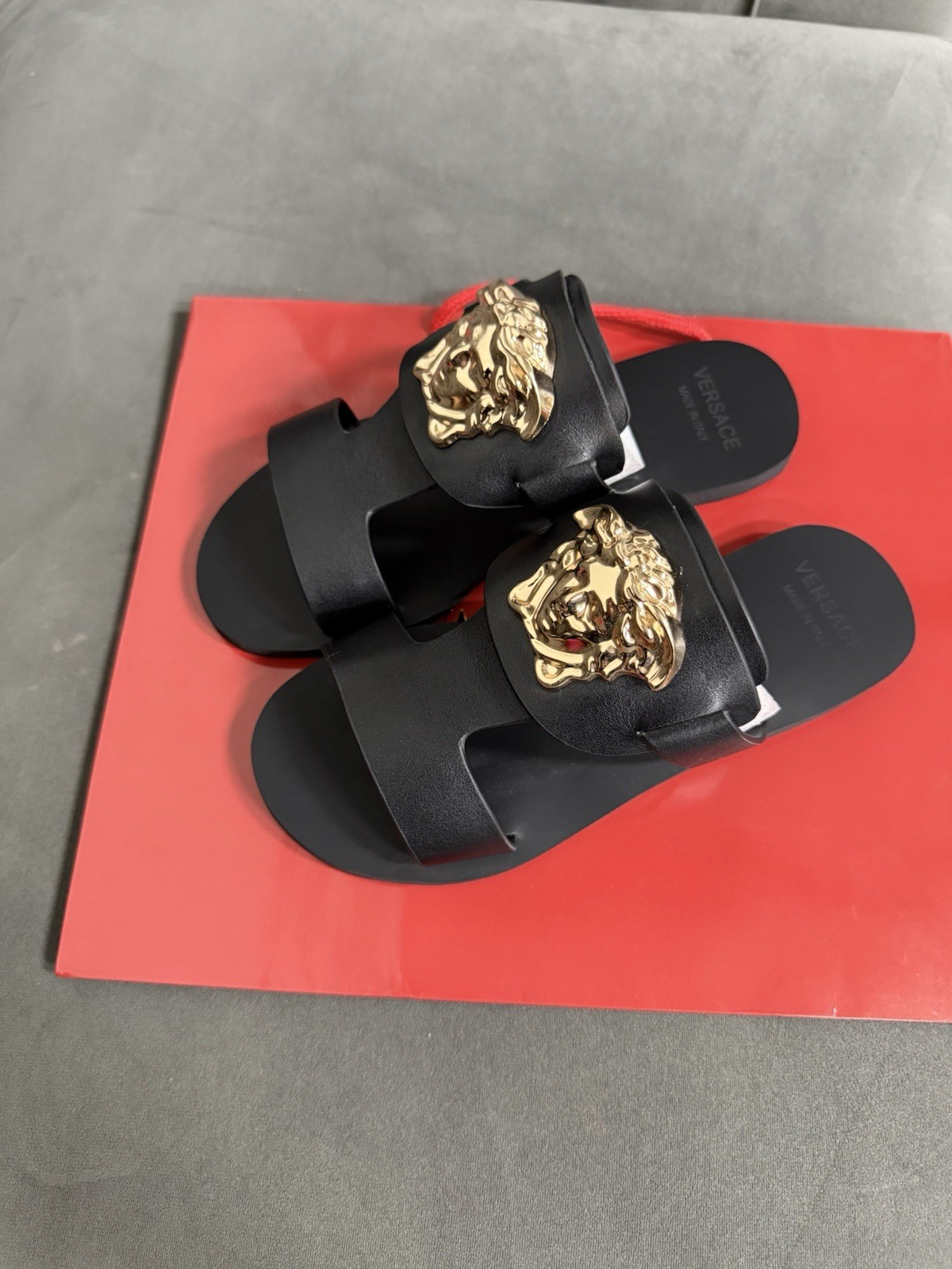 Versace Black Negro Medusa Logo Women's Slip-On Slide Sandals # 37, 39, 40, 42