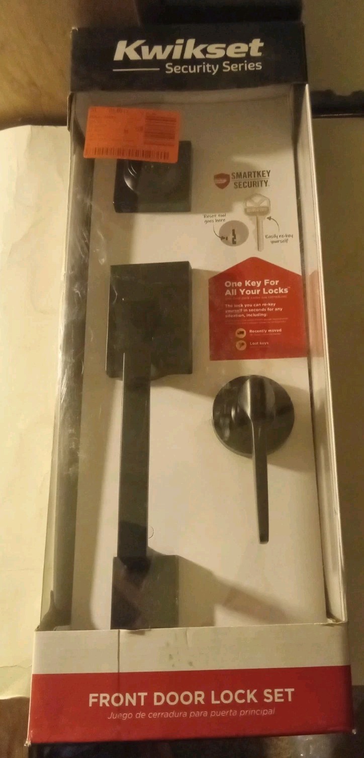 Kwikset Amador Entry HandleSet Hollis Lever Matte Black Deadbolt 96870-165 NEW