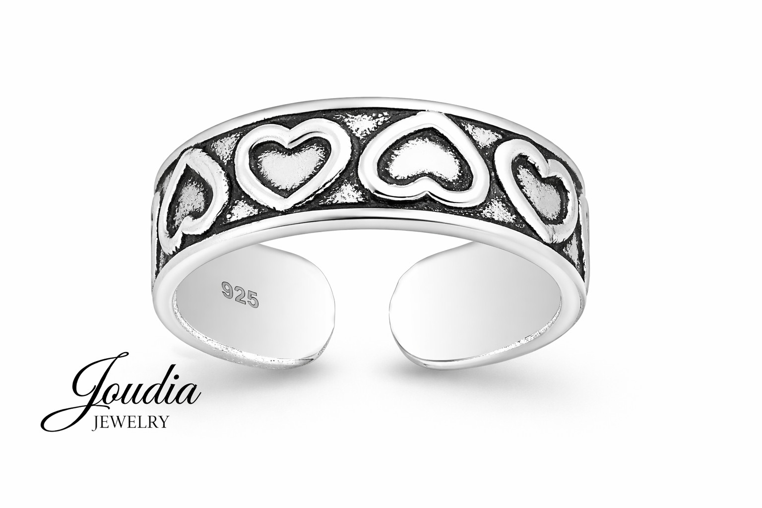 925 Sterling Silver Heart Toe Ring Adjustable Love Cute Summer Jewelry