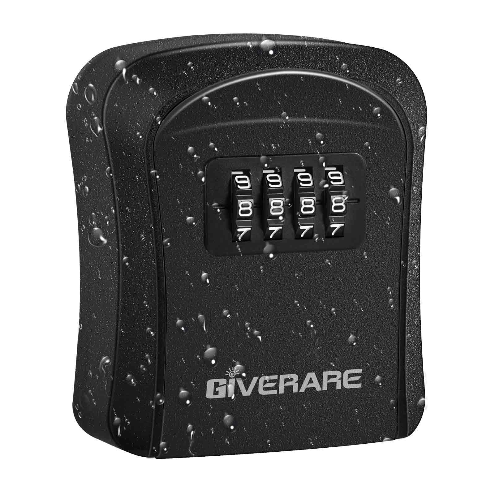 GIVERARE Key Lock Box Combination, 4-Digit Lockbox Wall 1 Pack-Black, Black