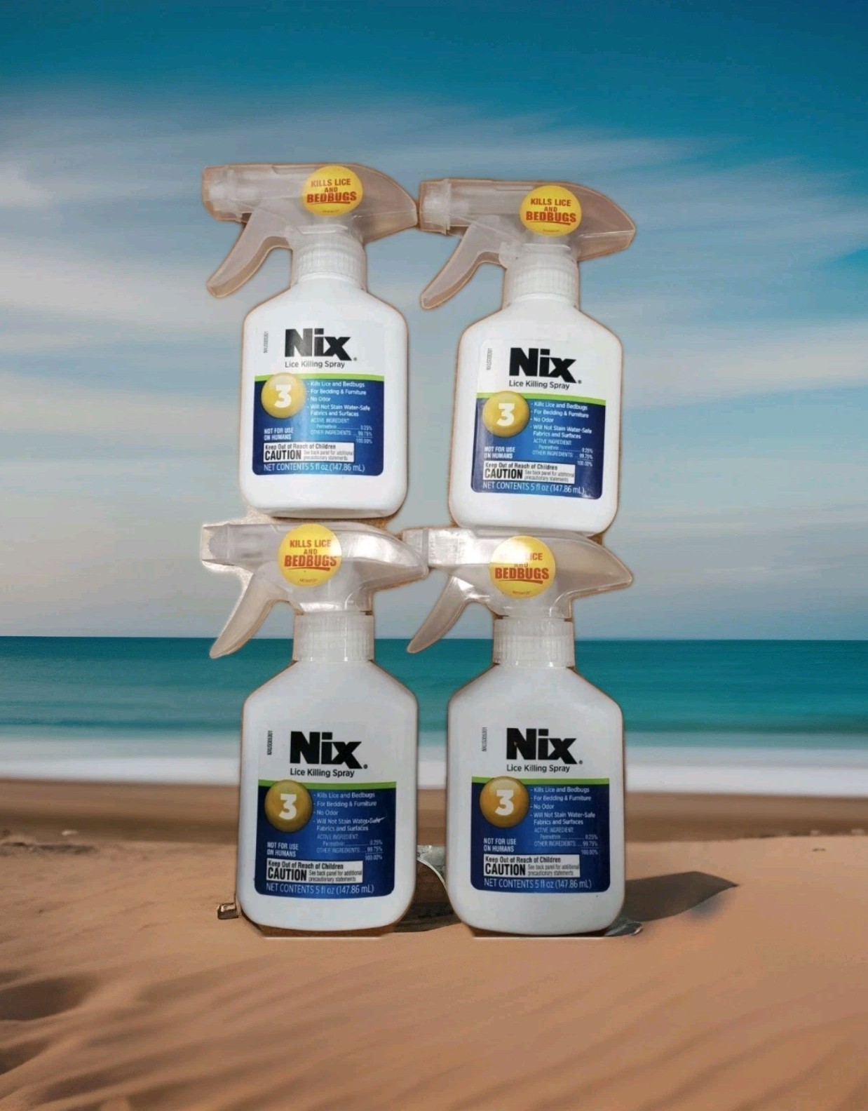 4x Bottles Nix Lice SPRAY Furniture & Bedding For Lice Bedbugs 5 oz R3P2 CHARITY