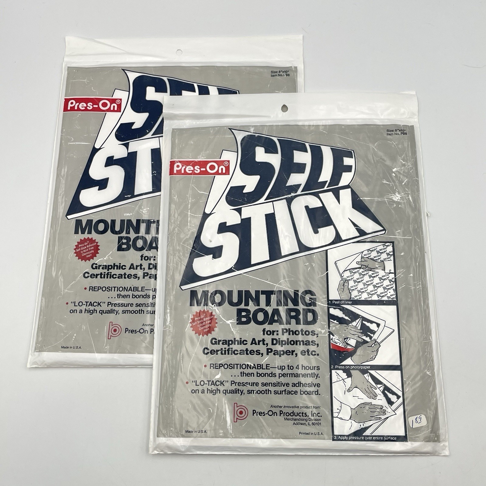 Vintage Pres-On Self Stick Mounting Board 8"x10" Set of 2 Brand New 1994