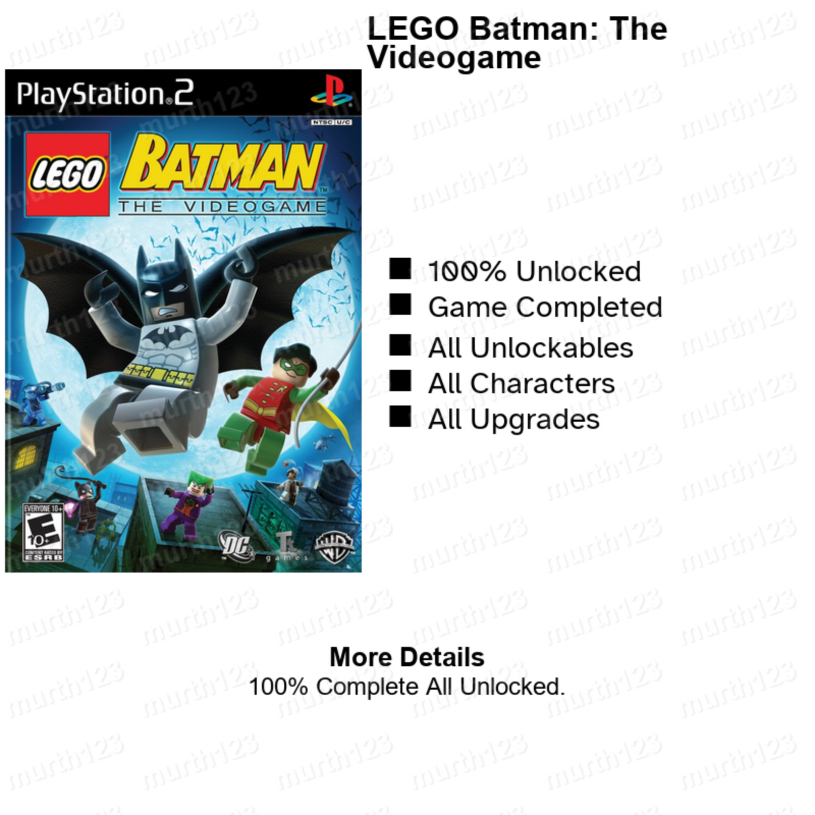 LEGO Star Wars Batman Indiana Jones Racers PS2 Memory Card 100% Beaten Unlocked