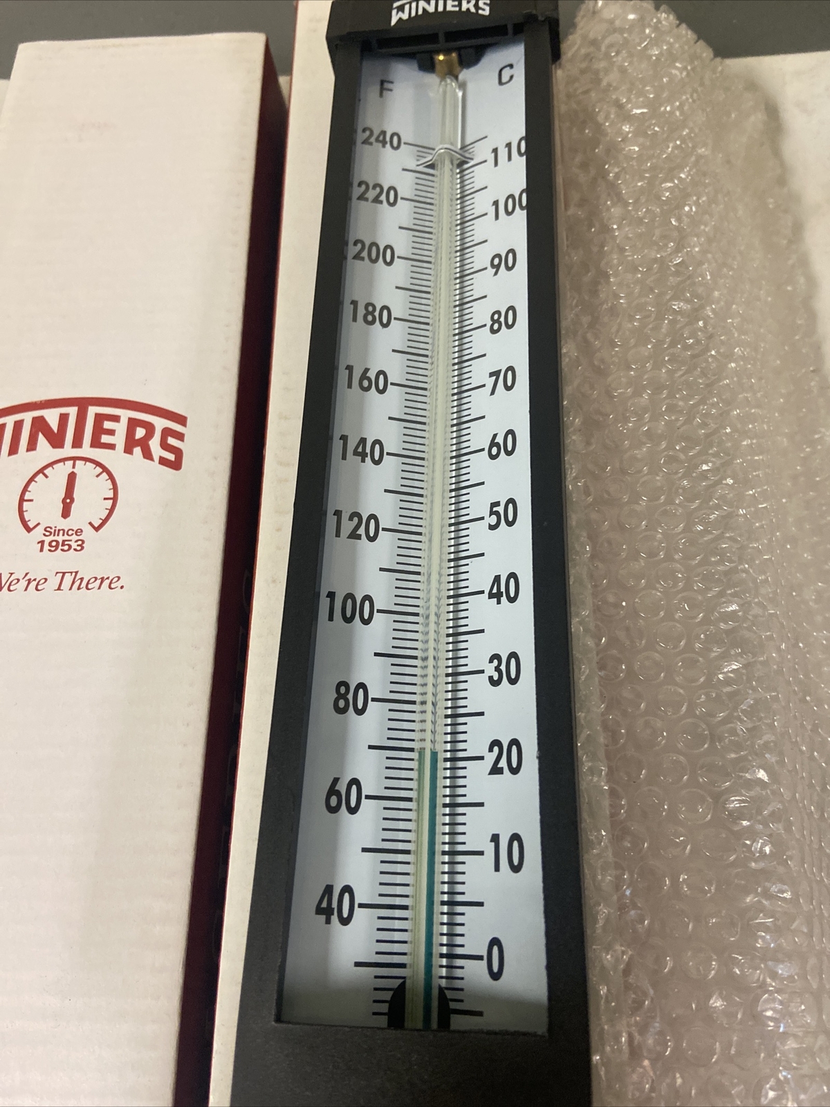 Winters,TIM100,Thermometer Analog 30-240 Deg 3/4 IN NPT 9 IN Length Lot of 2