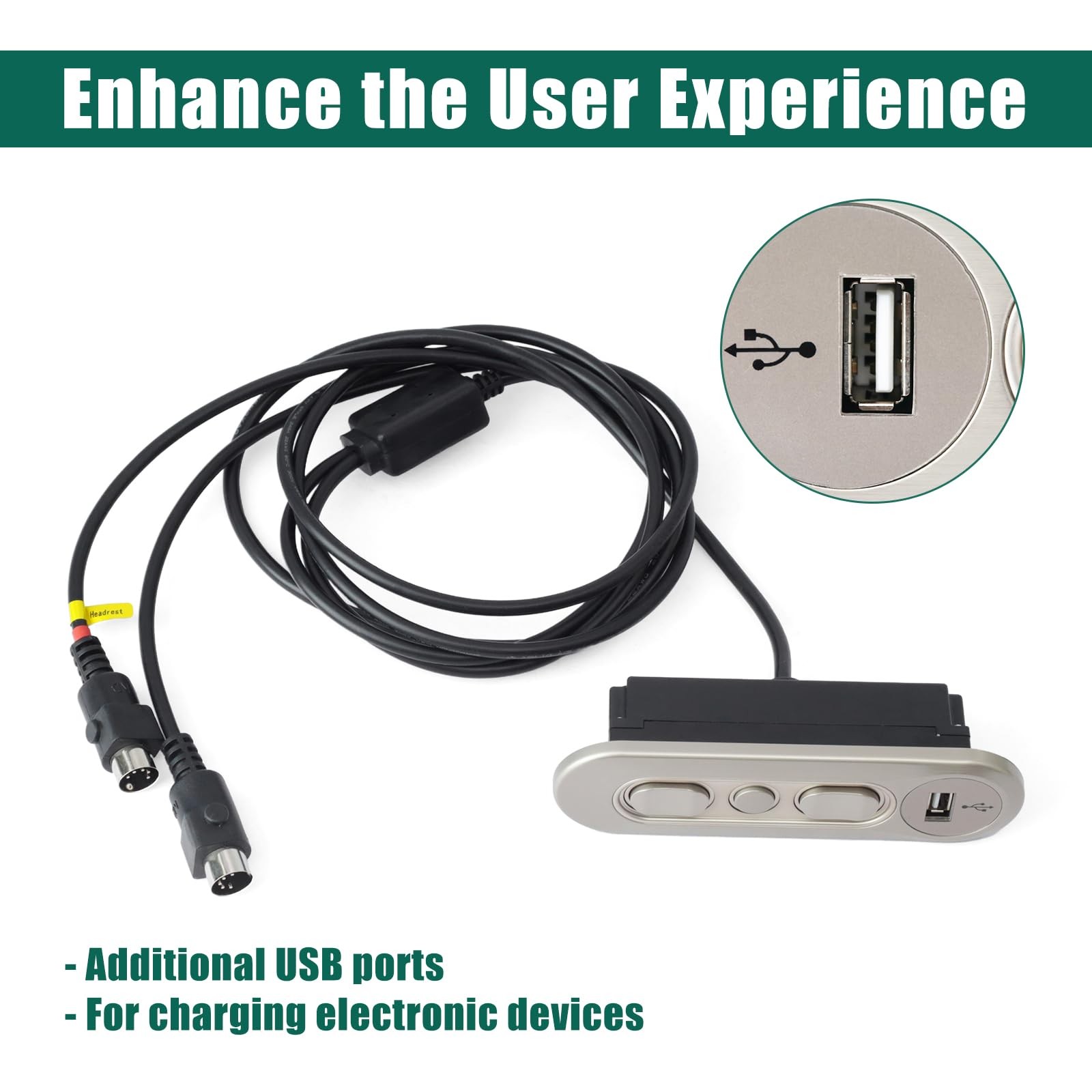 KDH127H001 Hand Control Switch 5 Button Recliner Controller USB Silver