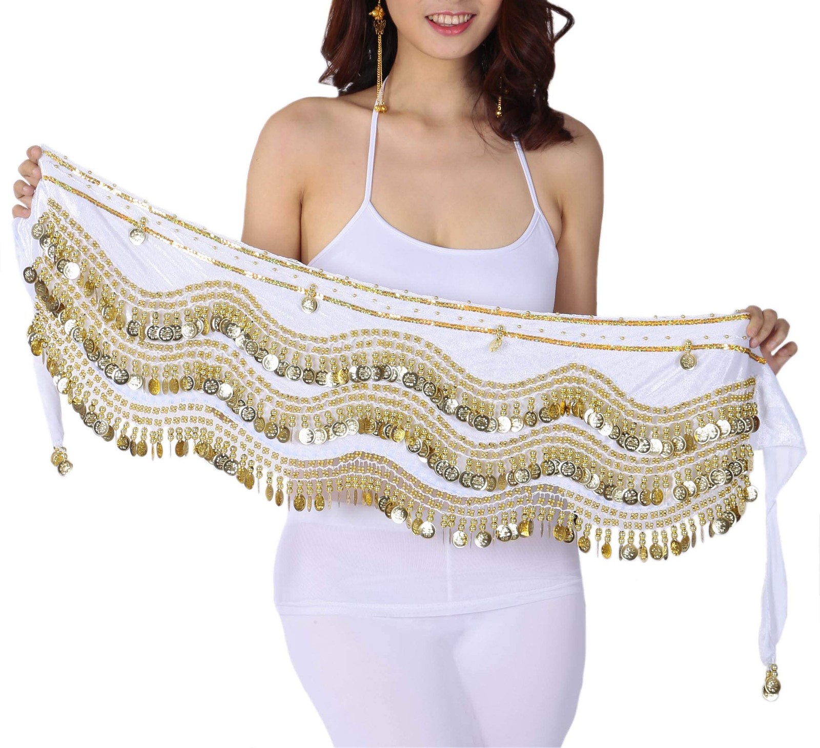 248 Coins Belly Dance Hip Scarf Tribal Belt Halloween Gypsy Costume Wrap
