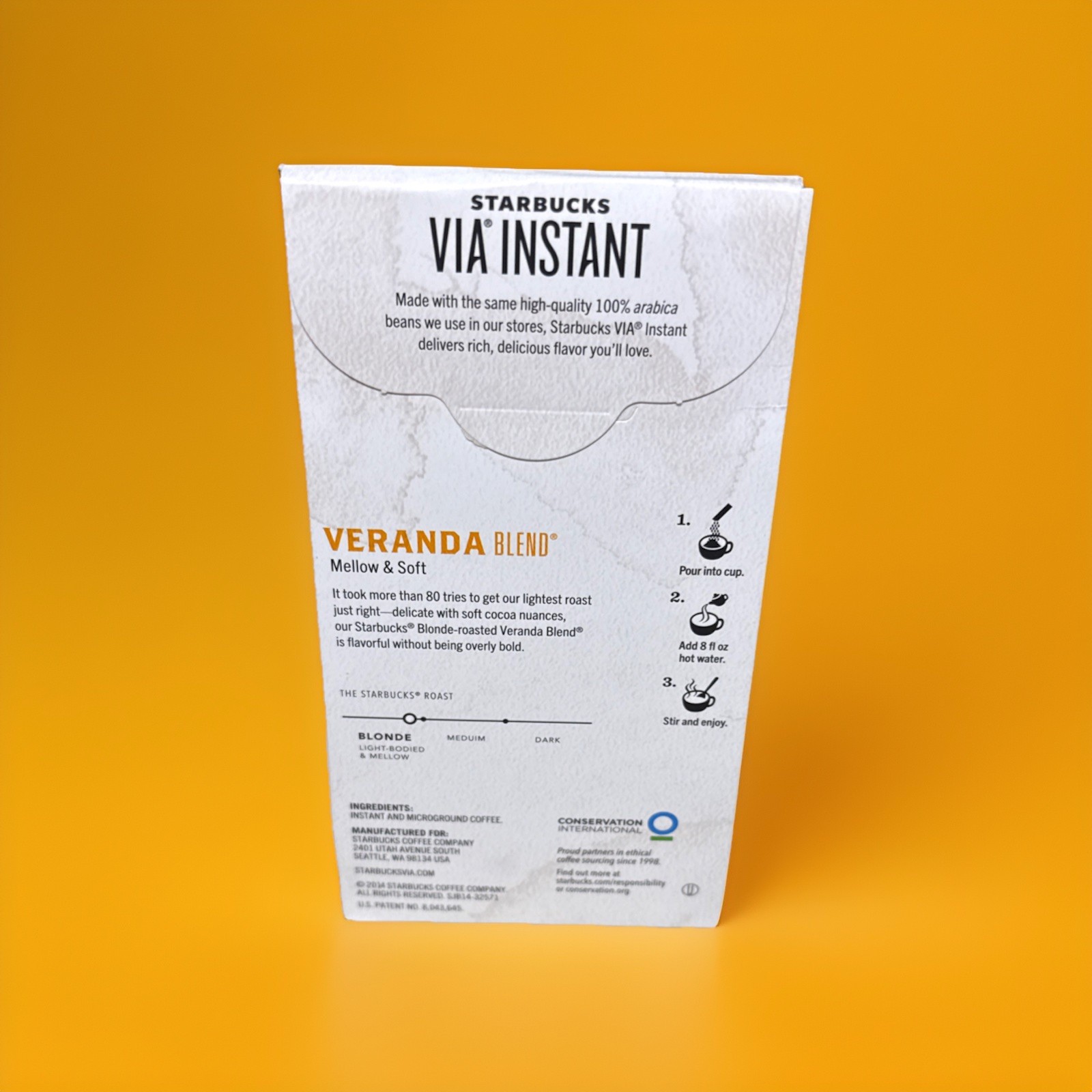 Starbucks via Instant Coffee, Blonde/Veranda Blend, 12 Packets, BB 10/20/2026