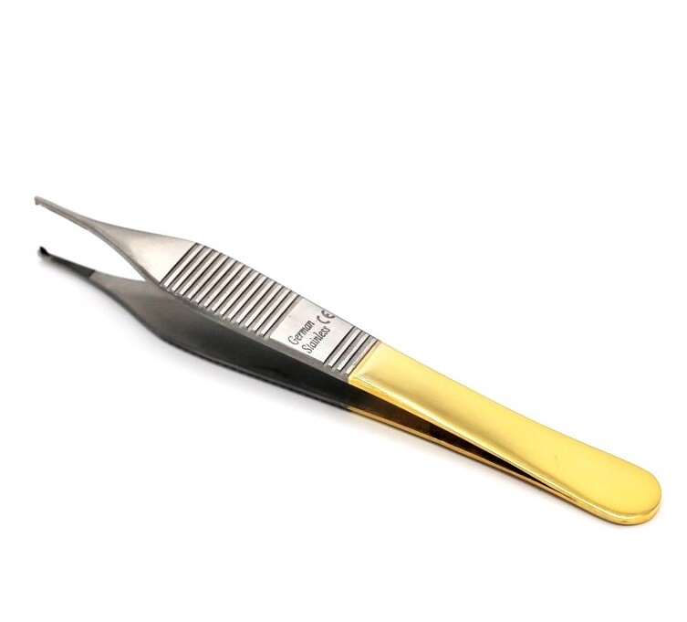 German T/C Adson Tisssue Kocher Forceps 1X2 Teeth 4.75" with Tungsten Carbide