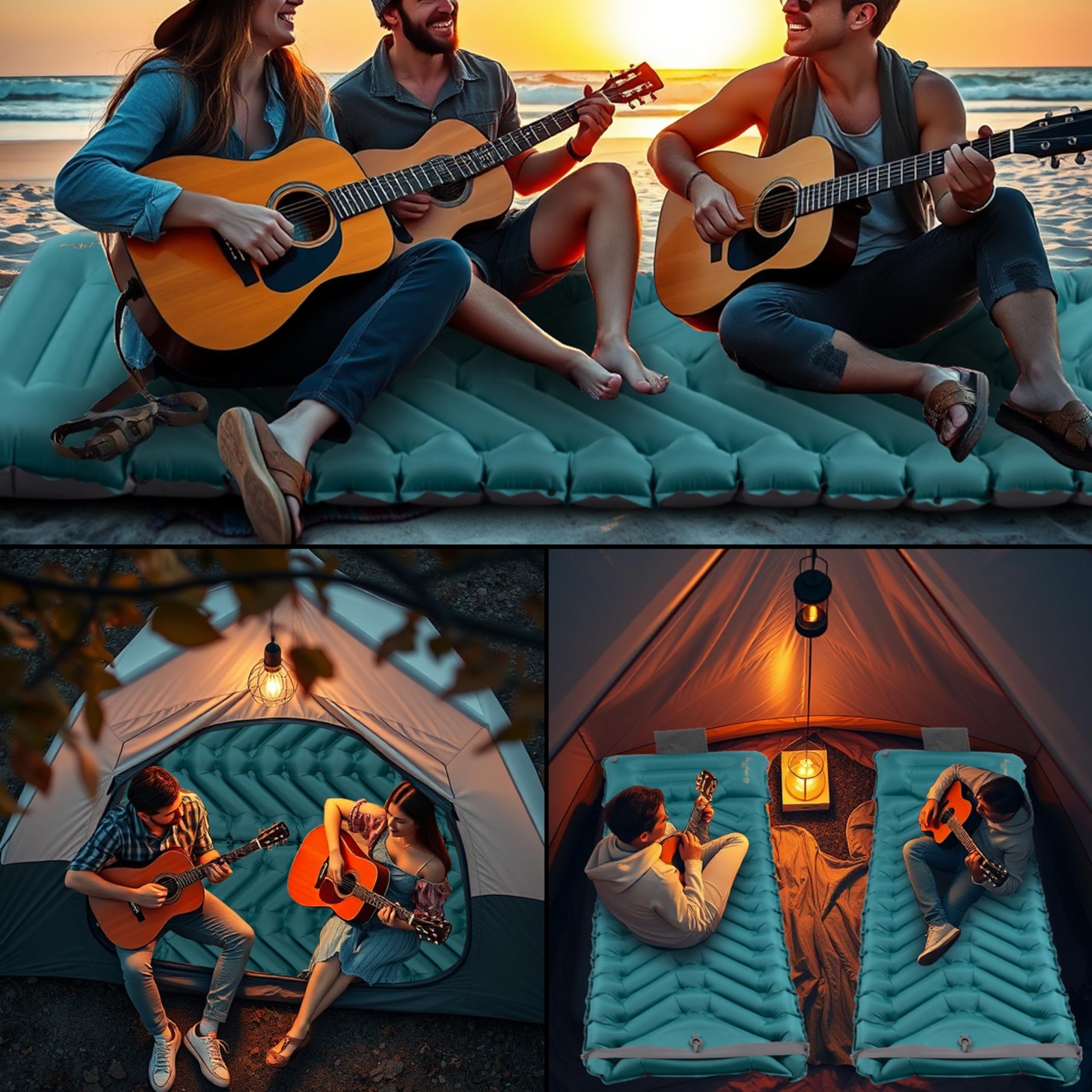 Sleeping Pad with Pillow, Self Inflating Extra-Thick, Ultralight Sleeping Mat...