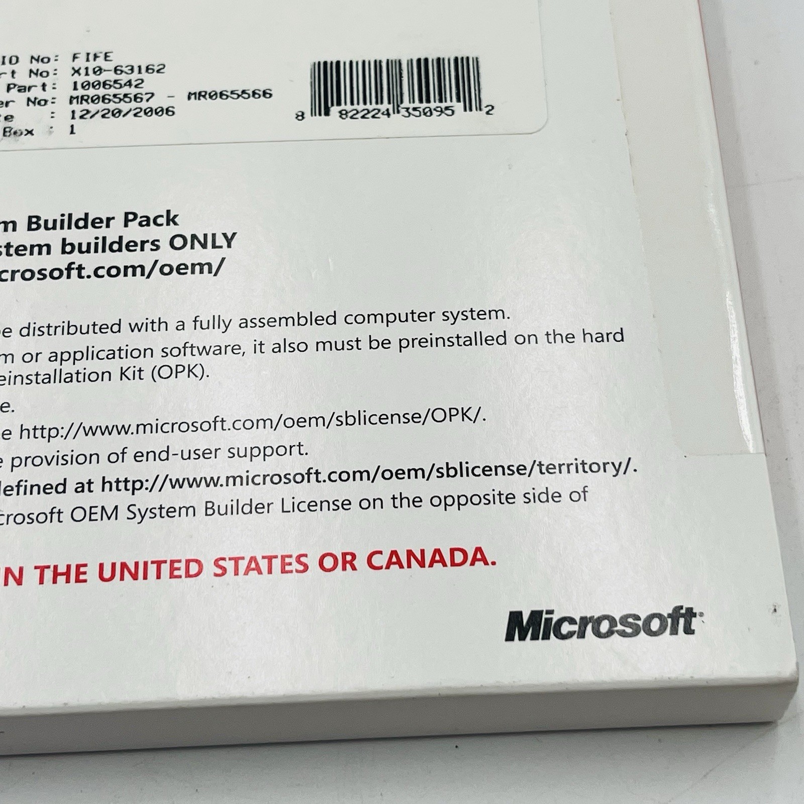 Microsoft Windows Vista Business 32-Bit OEM System Builder Pack DVD Sealed