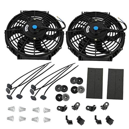 New 2 Sets Universal 10'' Electric Radiator Cooling Slim Fan 10 Inch*2 Black