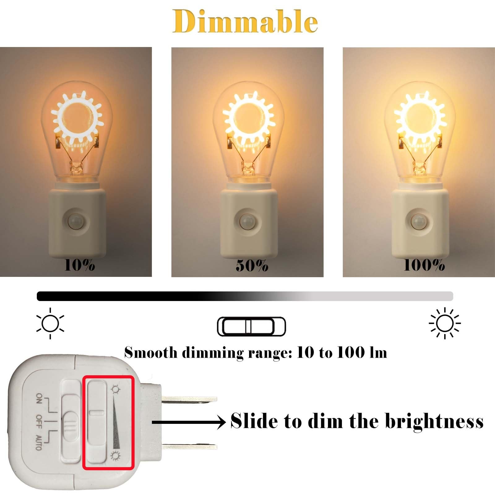 Unique Gift, Night Light with Motion , Filament Design, Dimmable 2200K Warm W...
