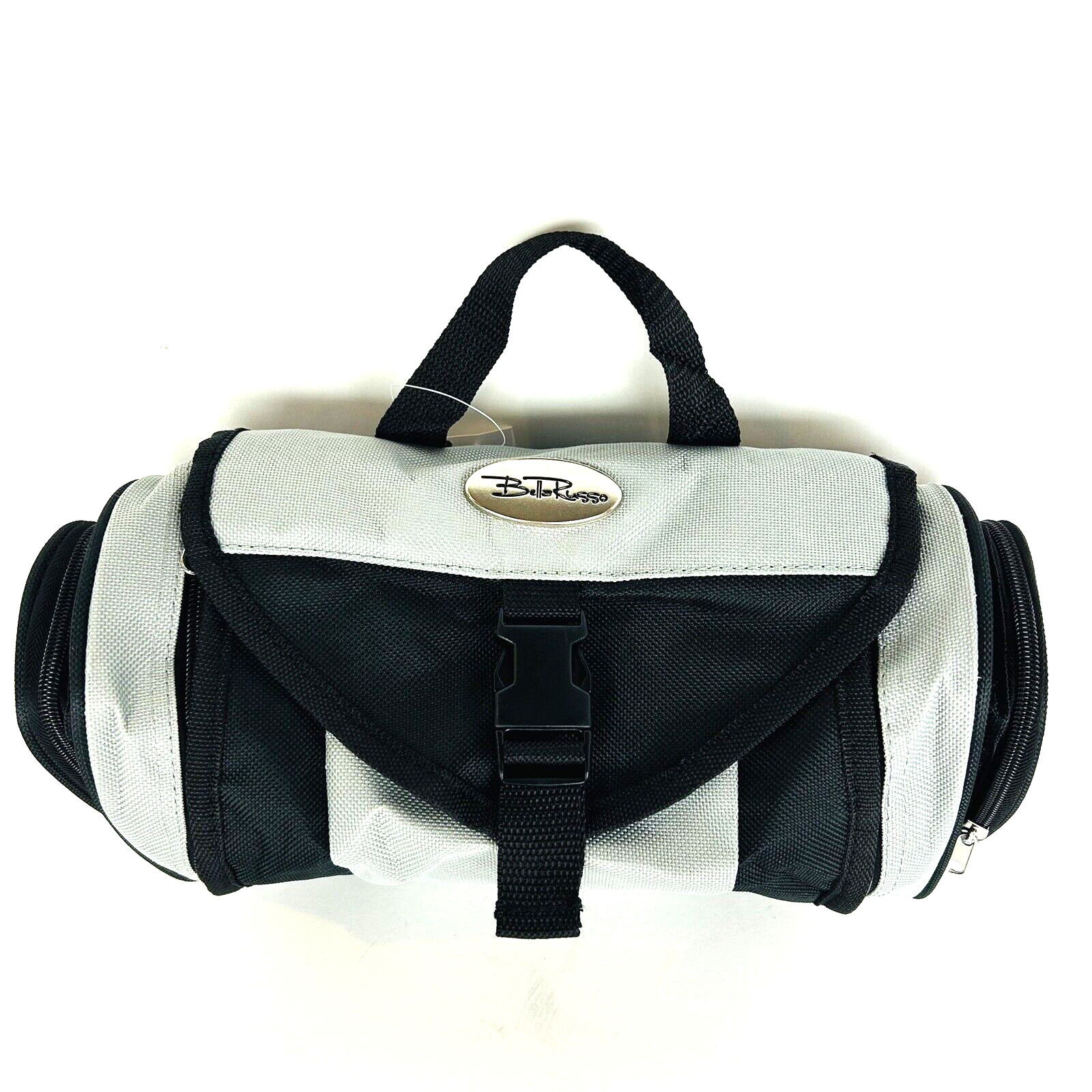 Bella Russo Toiletry Bag Black Gray Shaving Makeup Travel Bag 6 Pockets Hook NWT
