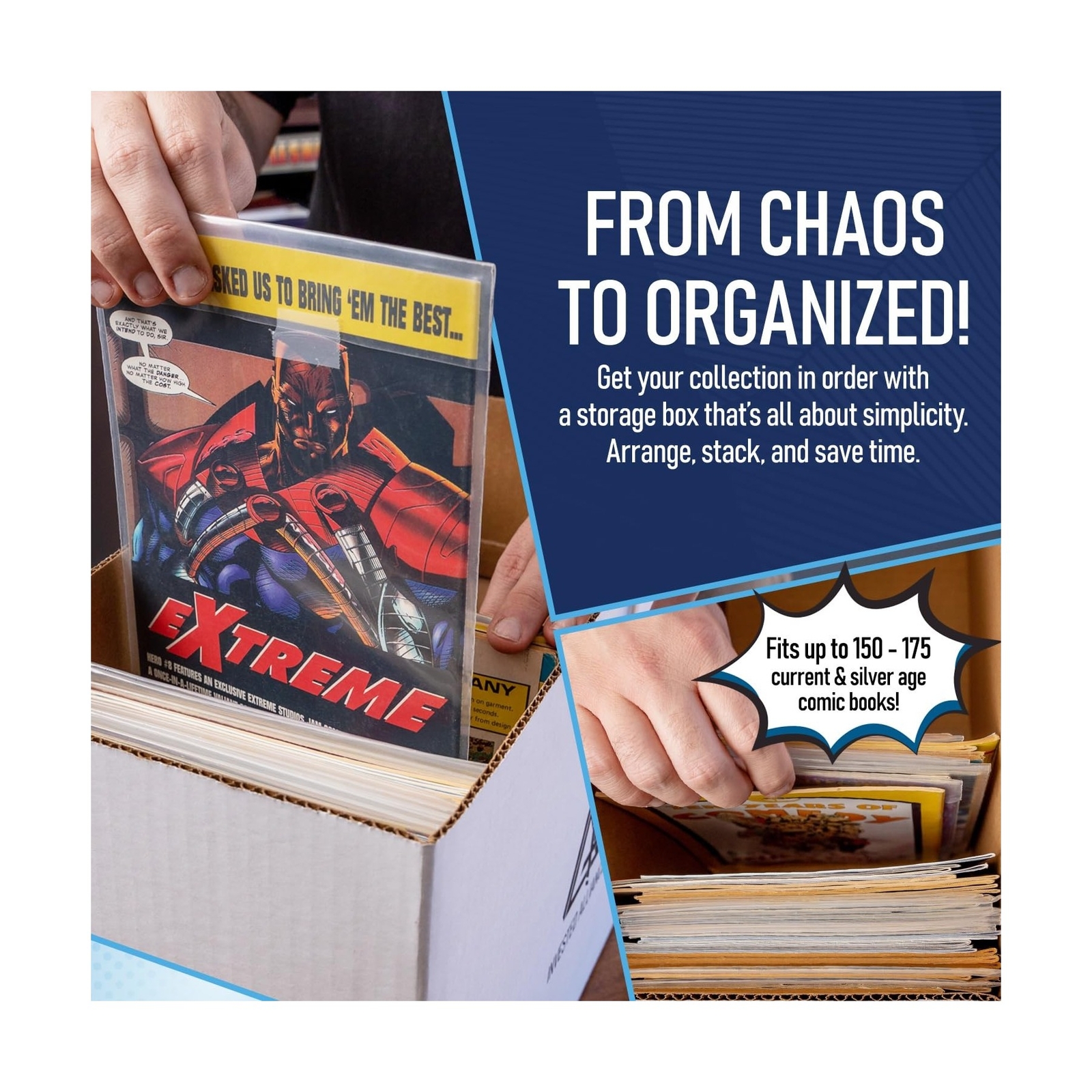 Premium Short Comic Book Storage Box | Thick White Corrugated Paper Storage B...