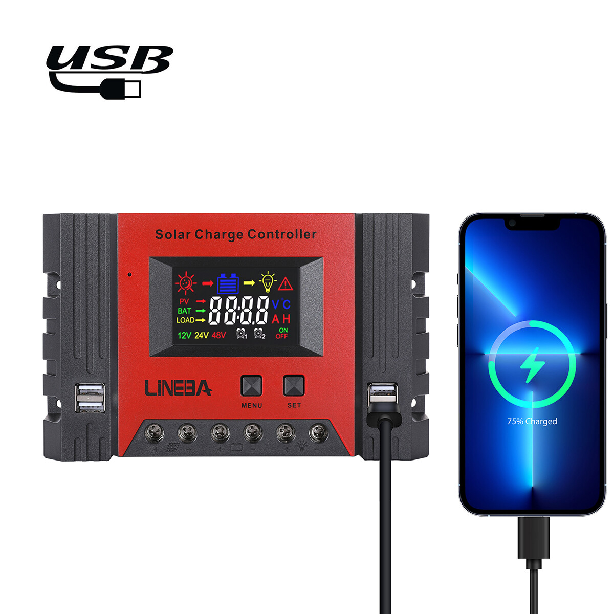 30A 12V/24V AUTO PWM Solar Charge Controller Solar Panel RV Battery PV Regulator