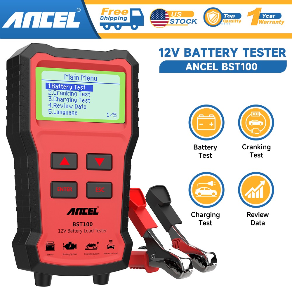 ANCEL BST100 Car 12V Battery Tester 220Ah 2000CCA Charging Cranking Analyzer
