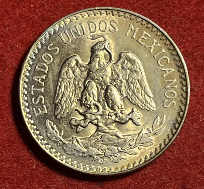Mexico 50 Centavos 1935 Golden Toning Silver Coin KM#447 T11300