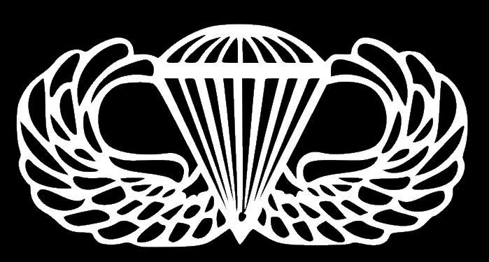 AIRBORNE WINGS Window Sticker Decal - WHITE - JUMP WINGS 4.5" wide x 2.25" tall