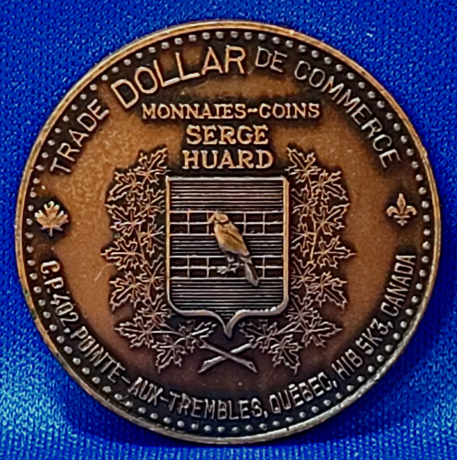 TOKEN MEDAL ~Canadian Assc. Of Wooden Money Collectors Trade Dollar ~ 38mm 21.7g