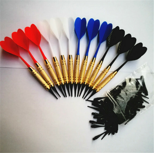 12pcs (4 Colors) Plastic Needle Dart Arrows with 100 Replacement Soft Dart Tips