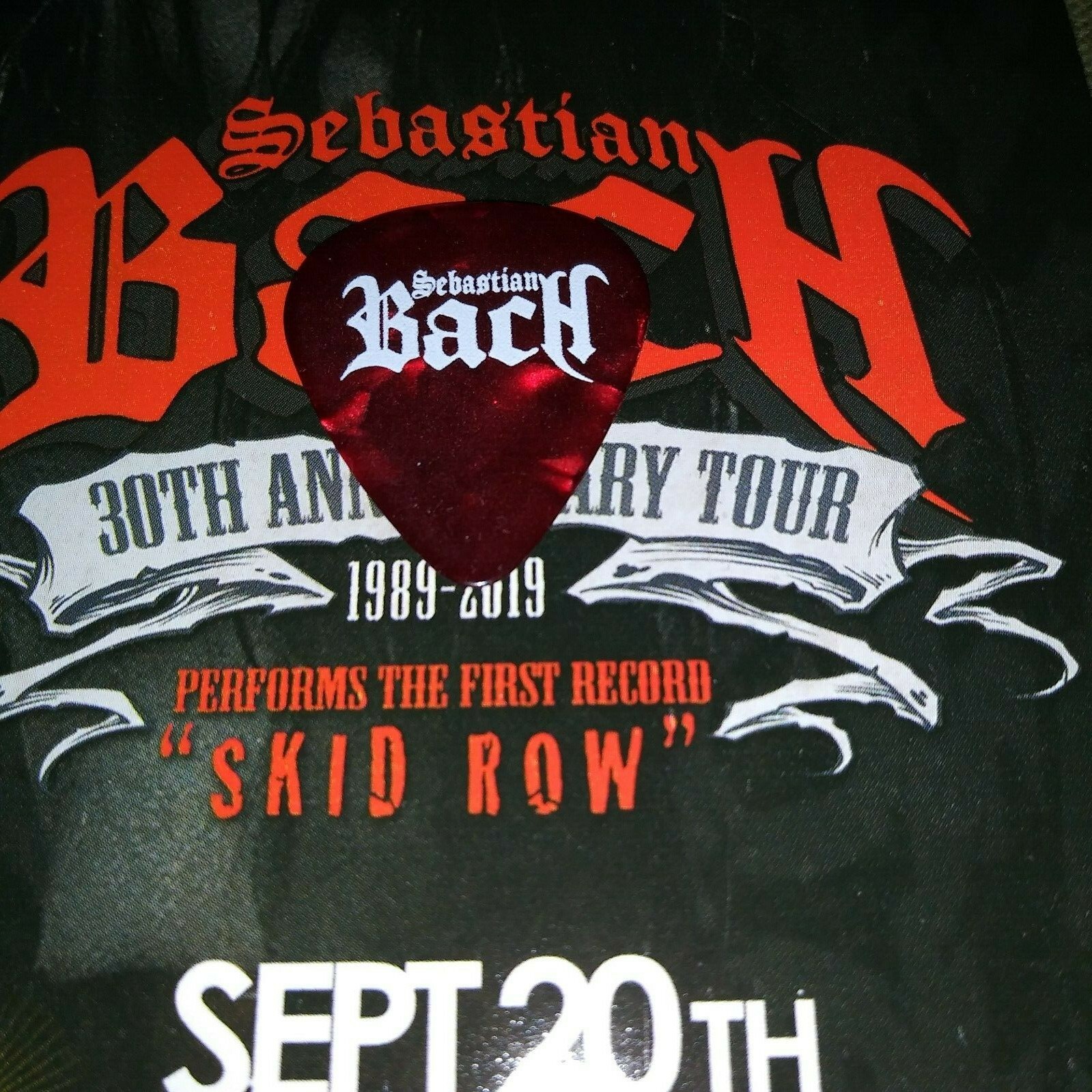Sebastian Bach Of Skid Row Rob UFO Signature 2019 Concert Tour Red GUITAR PICK