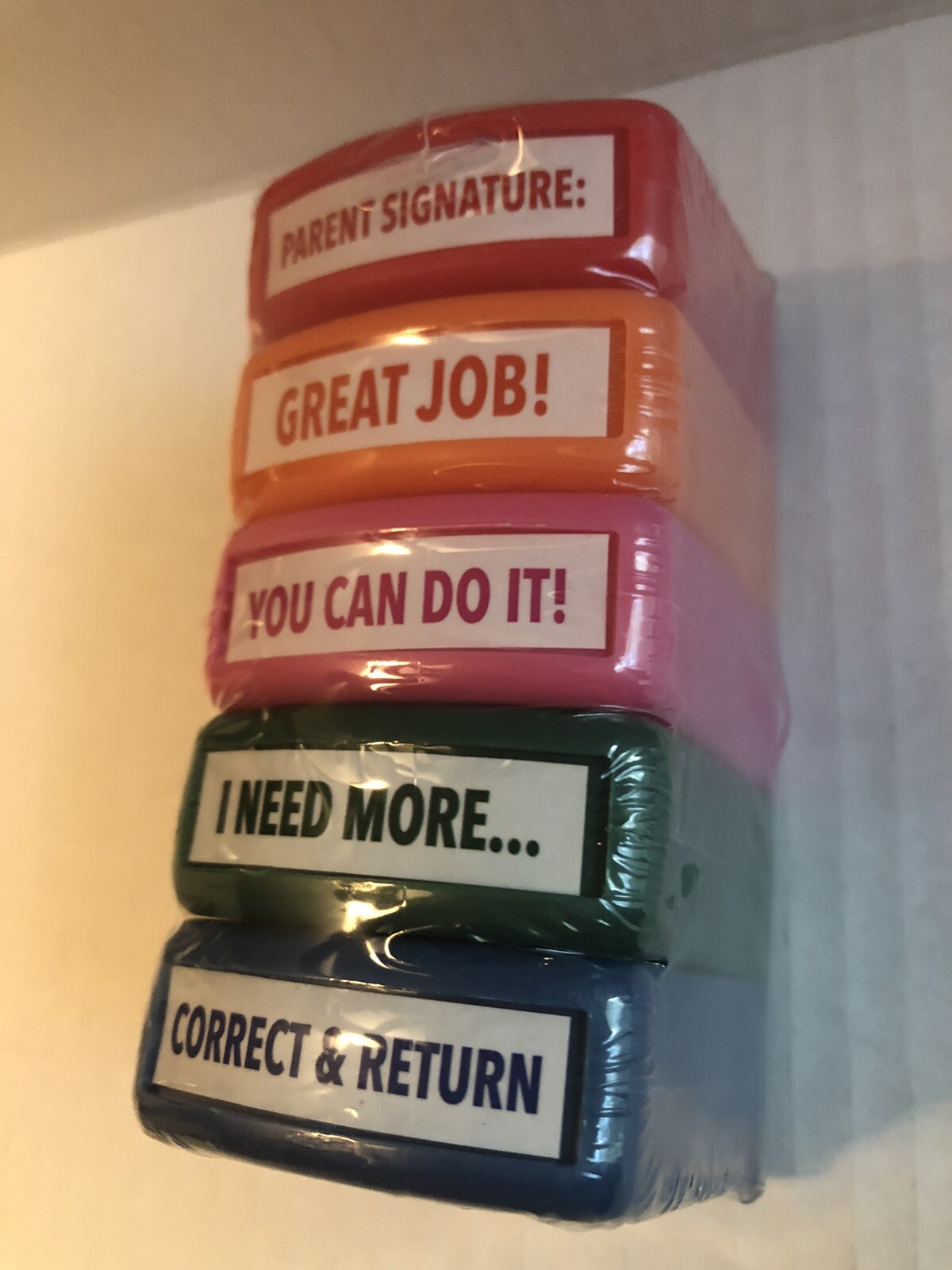 Set of Five Brand New Teacher School Pre-Inked Stampers