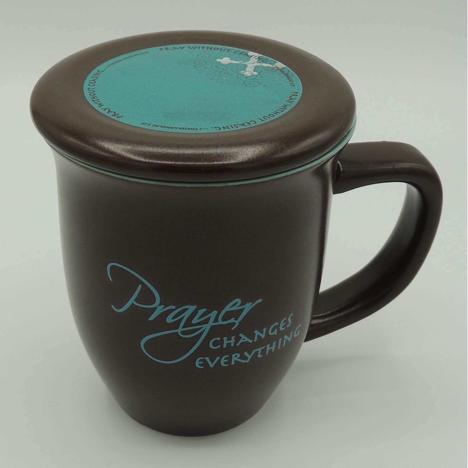 Abbey Gift Prayer Changes Everything Coaster Brown and Blue, 1 Count, Dishwas...