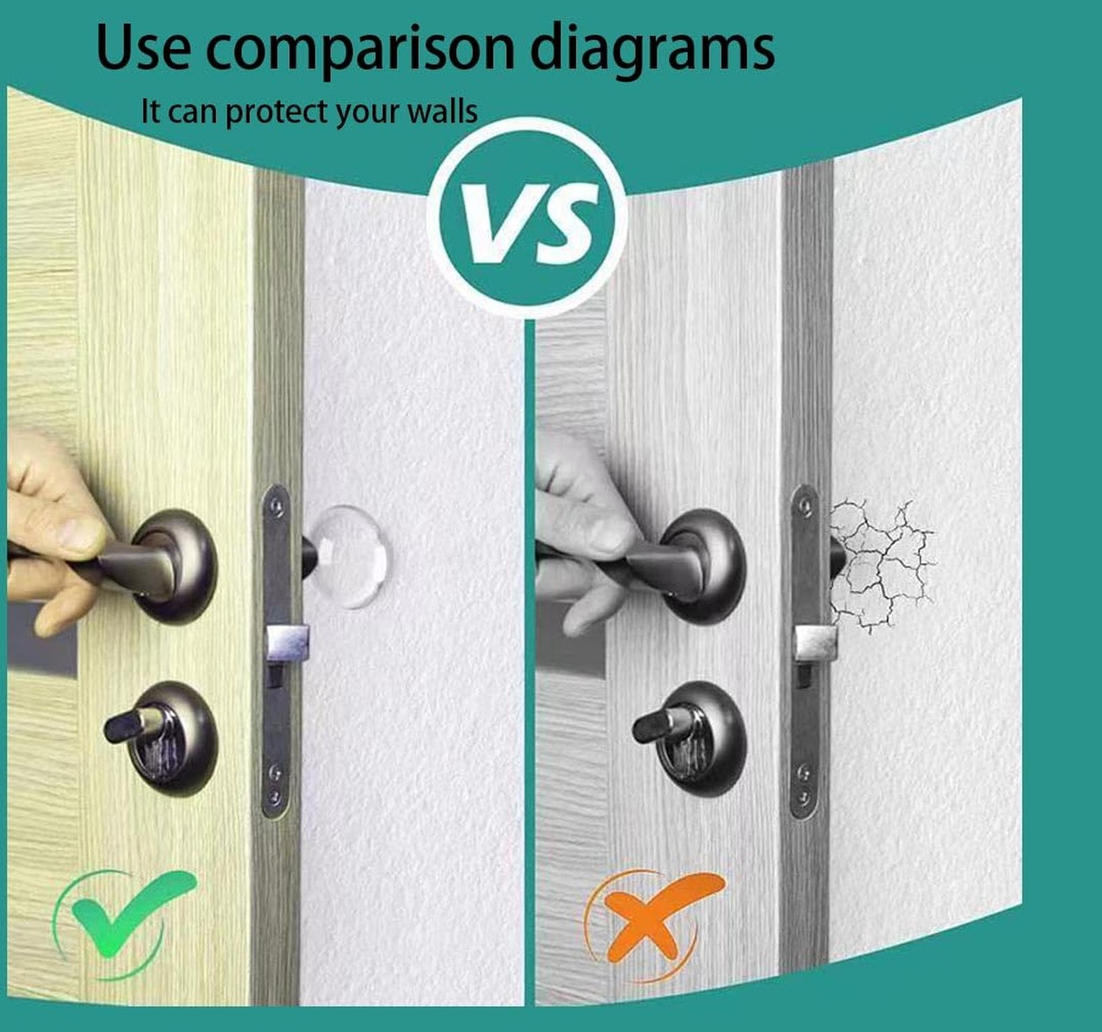 Door Stoppers for Wall Transparent (8pcs, Medium Size 2") Quiet Wall Protecto...