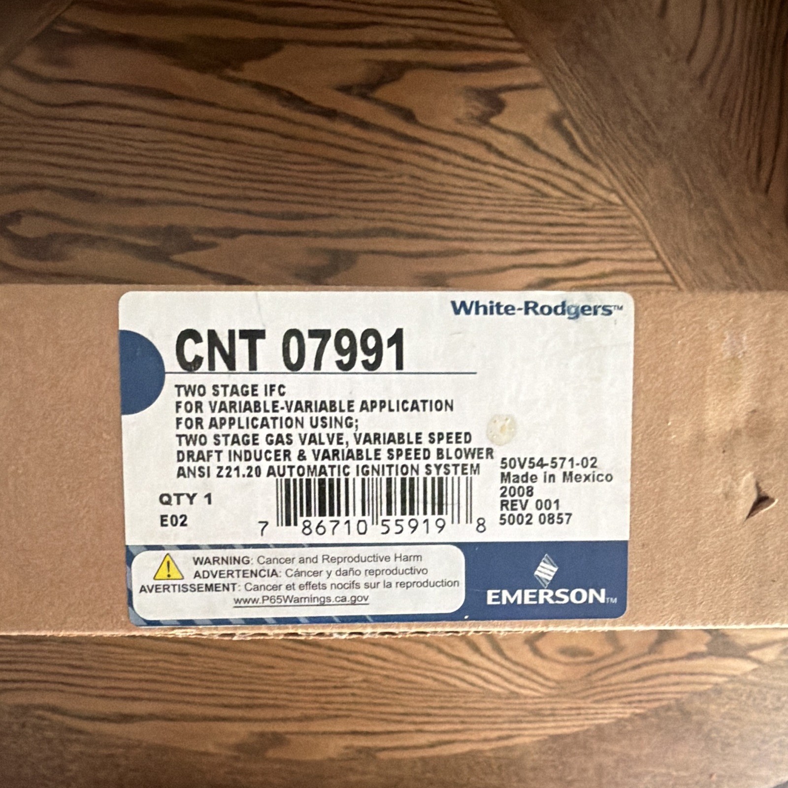White-Rodgers Furnace Control Board CNT07991 50V54-571-02 120V 5A Emerson