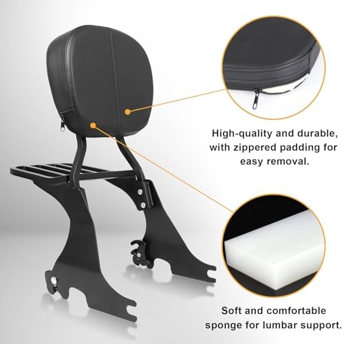 Motorcycle Passenger Low Backrest Sissy Bar with Docking Hardware Kit | Sissy