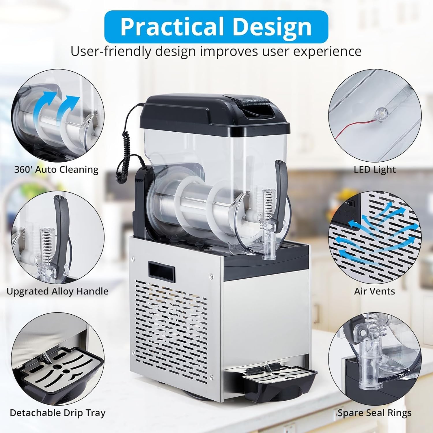 Stainless Steel 12L Frozen Drink Maker, 500W Commercial Grade for Restaurant