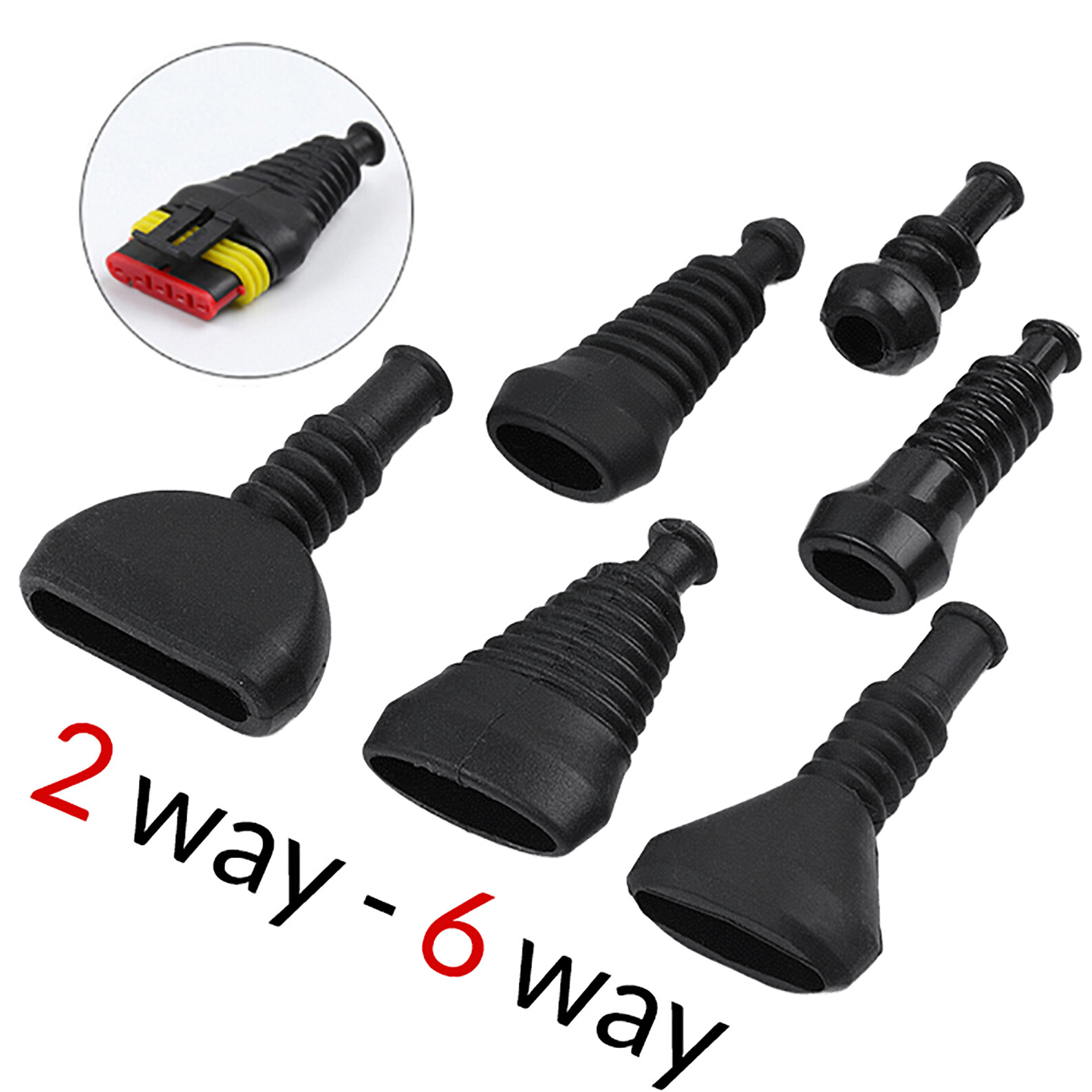 2 way 3 way 4 way 5 way 6 way pin AMP Waterproof Connector Rubber Boots Sleeve