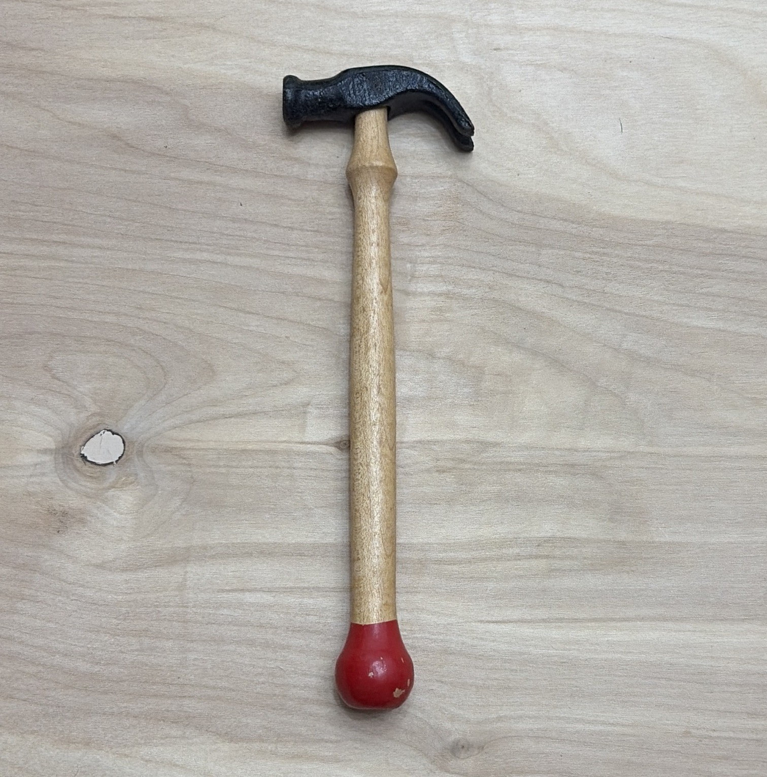 Toy Hammer 7 in Claw Hammer Wood Handle Metal Head Red End Cap