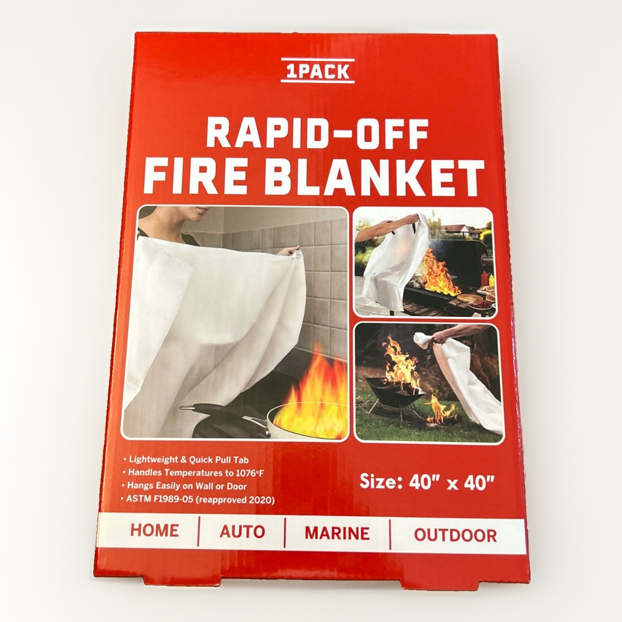 Rapid Off Fire Blanket 40”x40” Home Auto Marine Outdoor use 4-pack