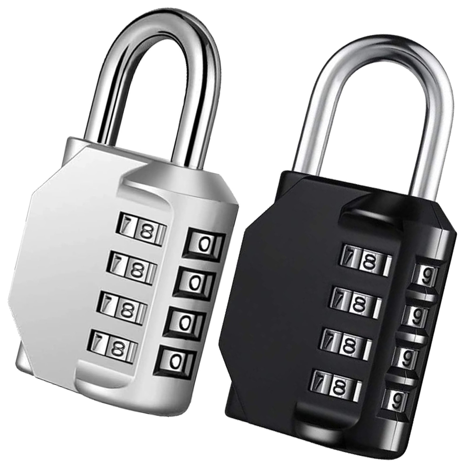 Combo Lock for Lockers, 4 Digit 3.15 Inch, Black&Silver (1.2 Inch Shackle)