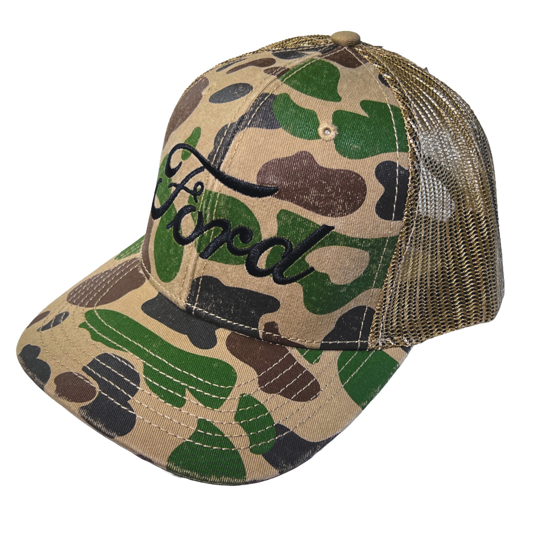Ford Camo Mesh Trucker Hat Official Camouflage Baseball Cap Cotton Snapback New