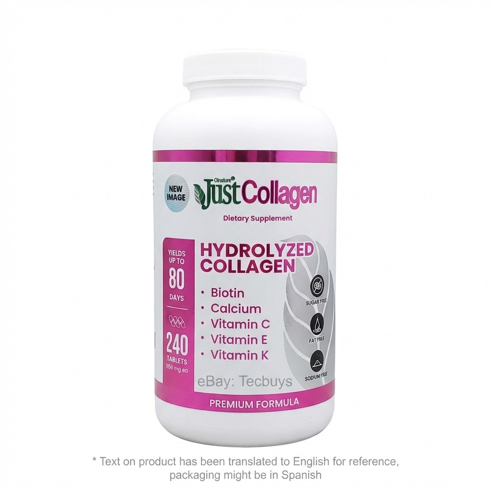 OLNATURA JUST: Hydrolyzed Collagen Bottle with 240 Tablets of 1.15g each NEW USA