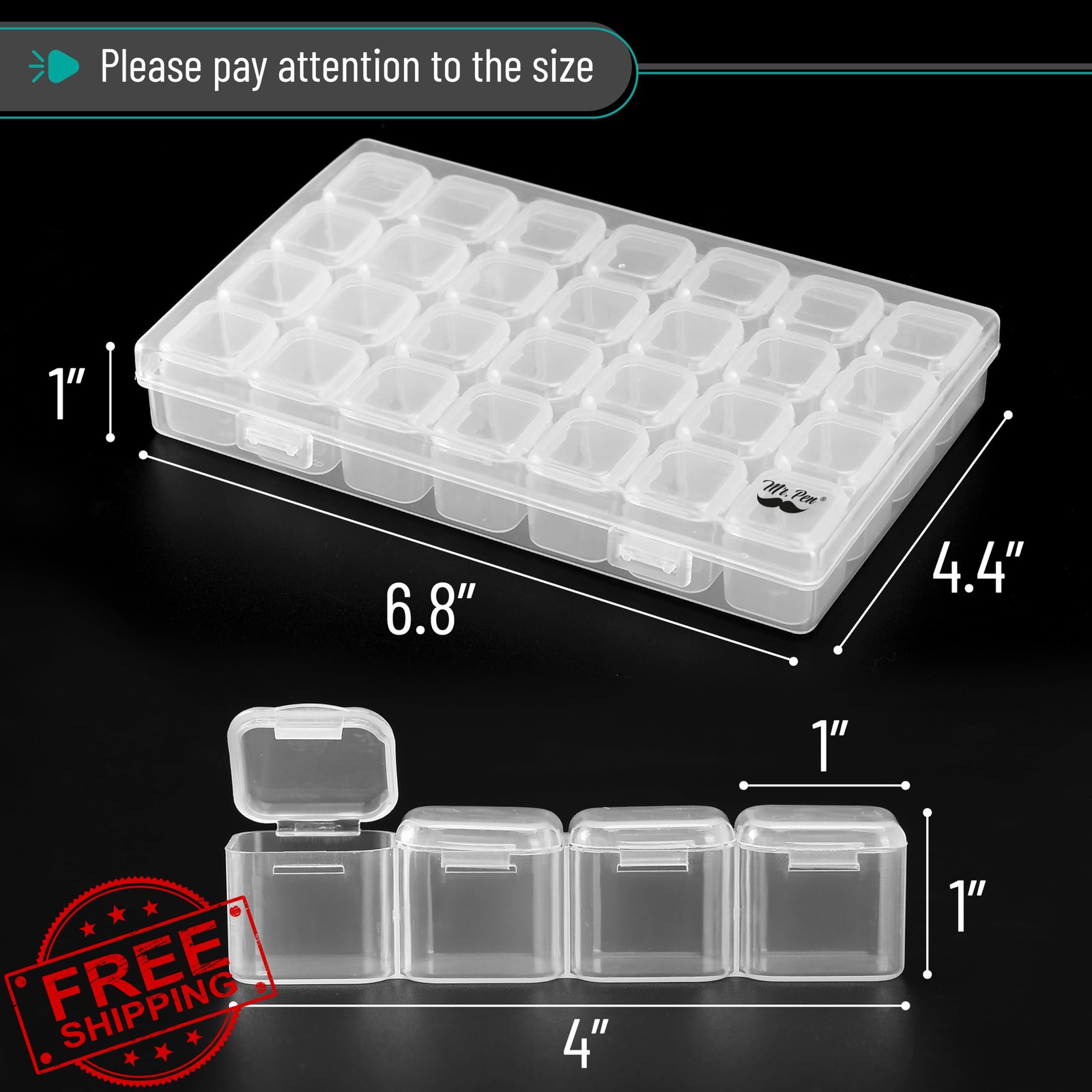 Mr. Pen 2pk Bead Storage Containers, 28 Grids, Labels, Diamond Art Organizer