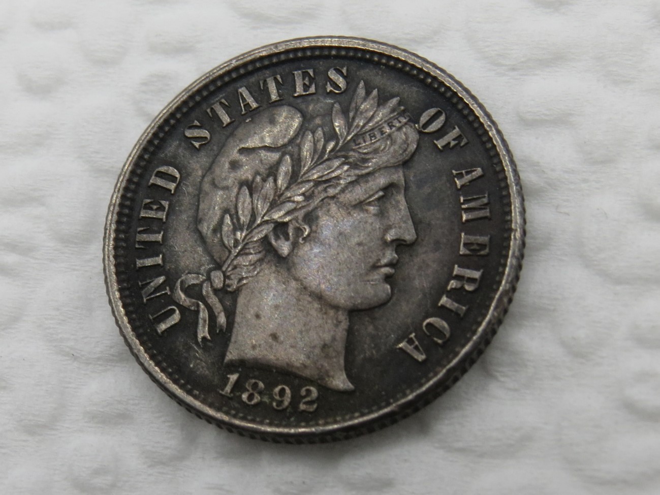 1892 P Barber Dime - AU - Beautiful Dark Toning - Sharp Strike
