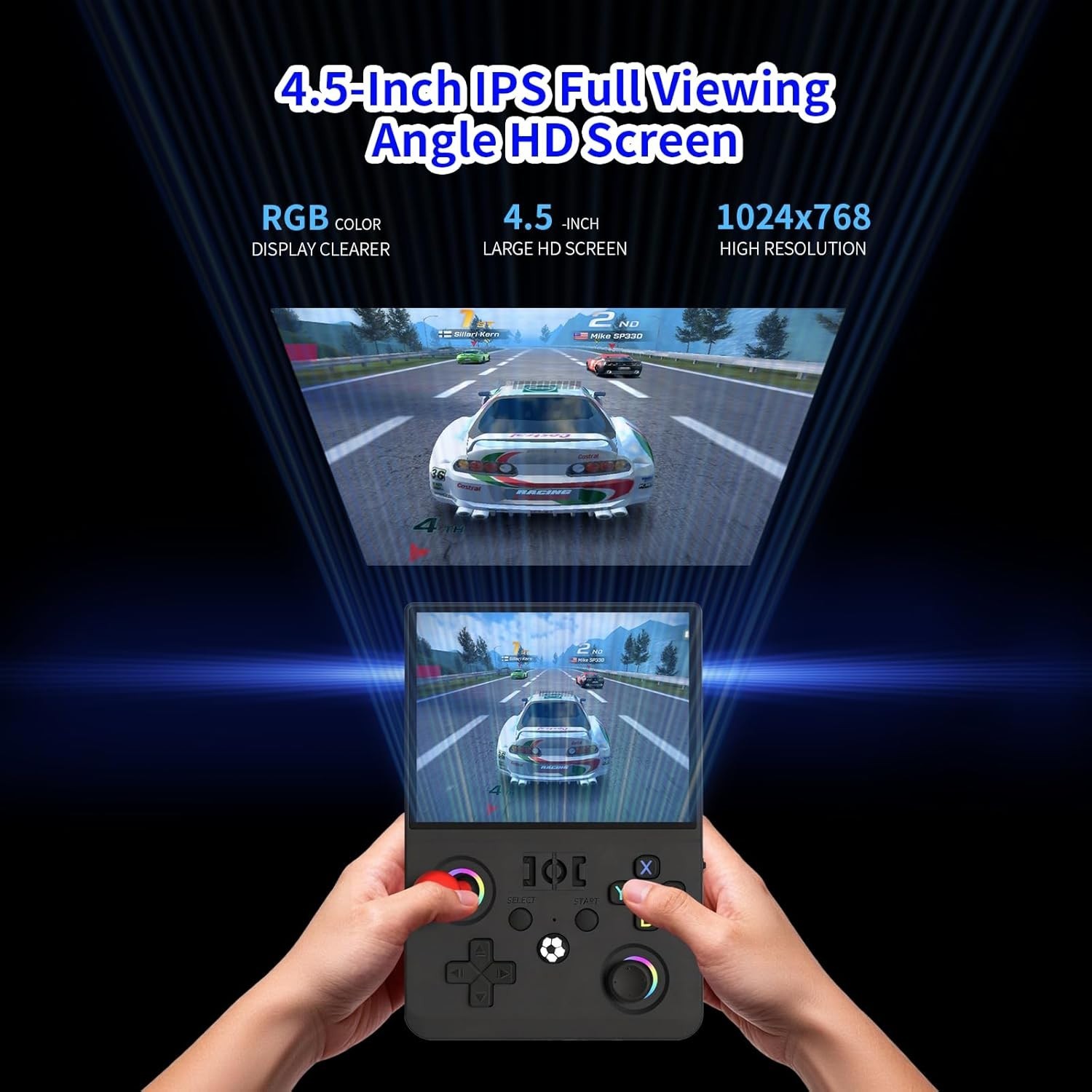 R36MAX 2 Retro Handheld Game Console, 4.5 Inch IPS HD Screen Inch, White
