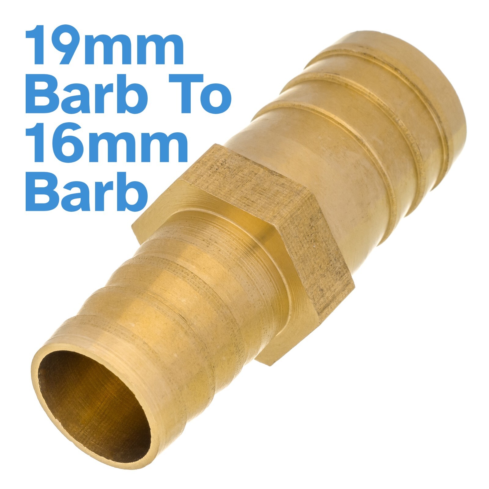 Brass 19mm To 16mm Straight Barb Fitting Hose Valve Air Water Adapter Converter
