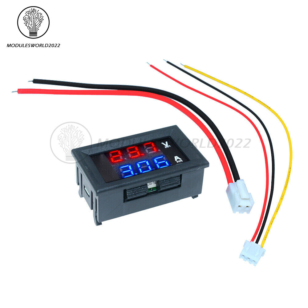 DC100V 10A Blue+Red LED Dual Digital Amp Voltmeter Ammeter+Red LED Voltage Meter