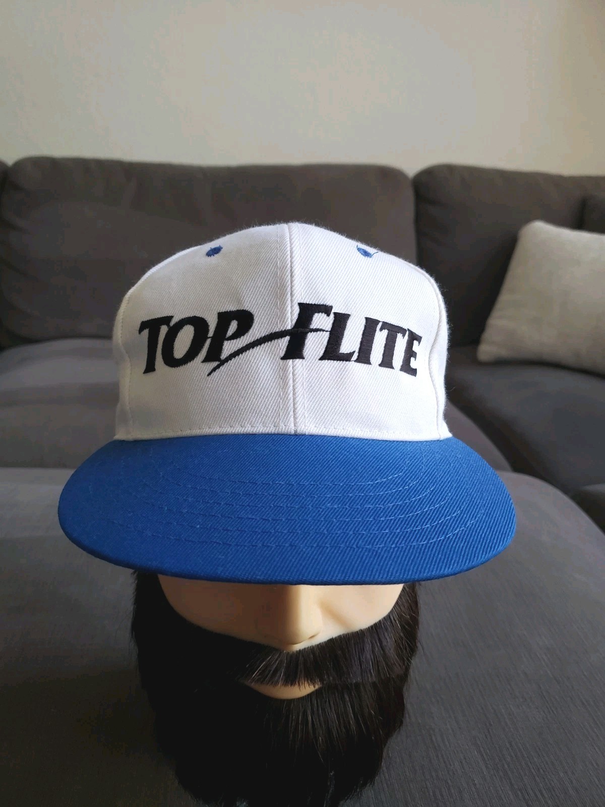 Vintage 90's Top Flite Magna Wool Blend Golf Hat Cap SnapBack White Blue EXCELLE