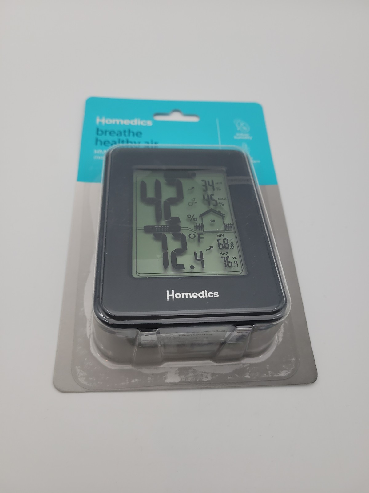 Homedics HM100 Indoor Humidity Monitor, Easy-Read Hygrometer to Monitor Black