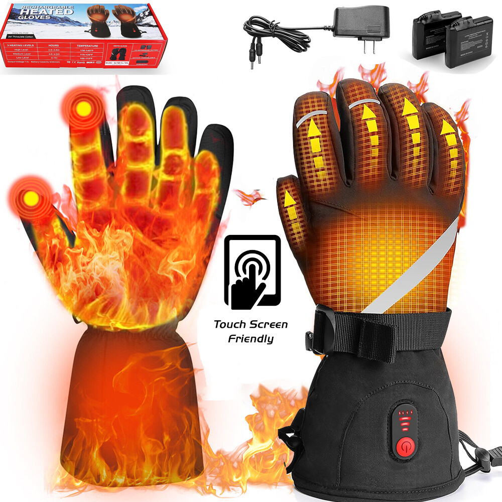 Electric Heated Gloves Hand Warm Windproof Thermal Winter Rechargeable Battery