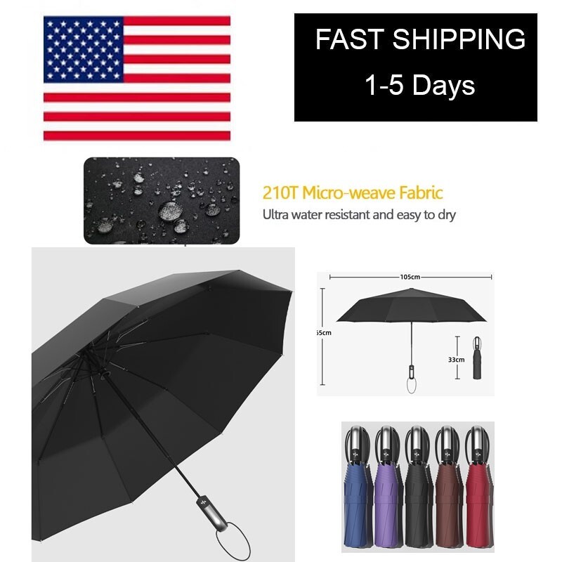 12 RIBS AUTO OPEN CLOSE UMBRELLA LARGE STRONG WATERPROOF WINDPROOF REINFORCED