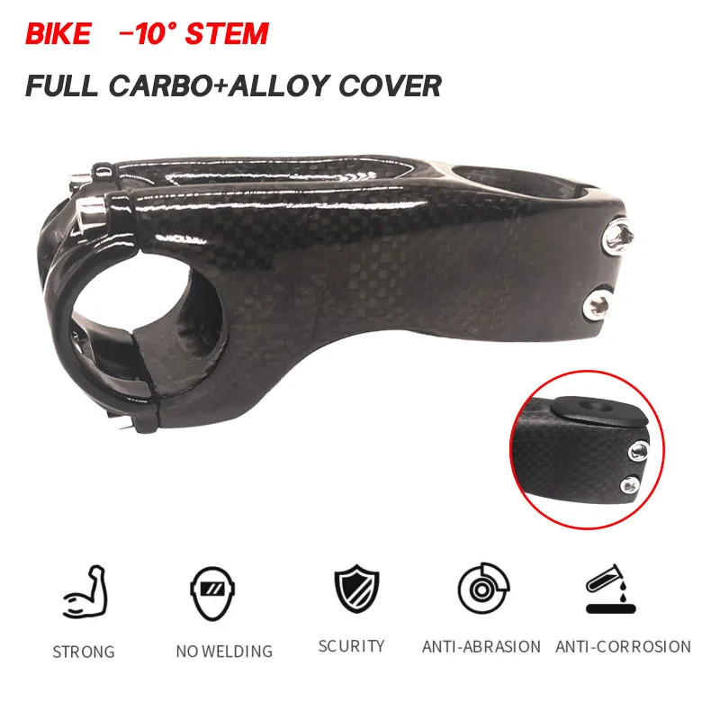 Carbon Stem -10° Mountain Road Bike Ultra-light Stainless Steel Screw 60MM-120MM