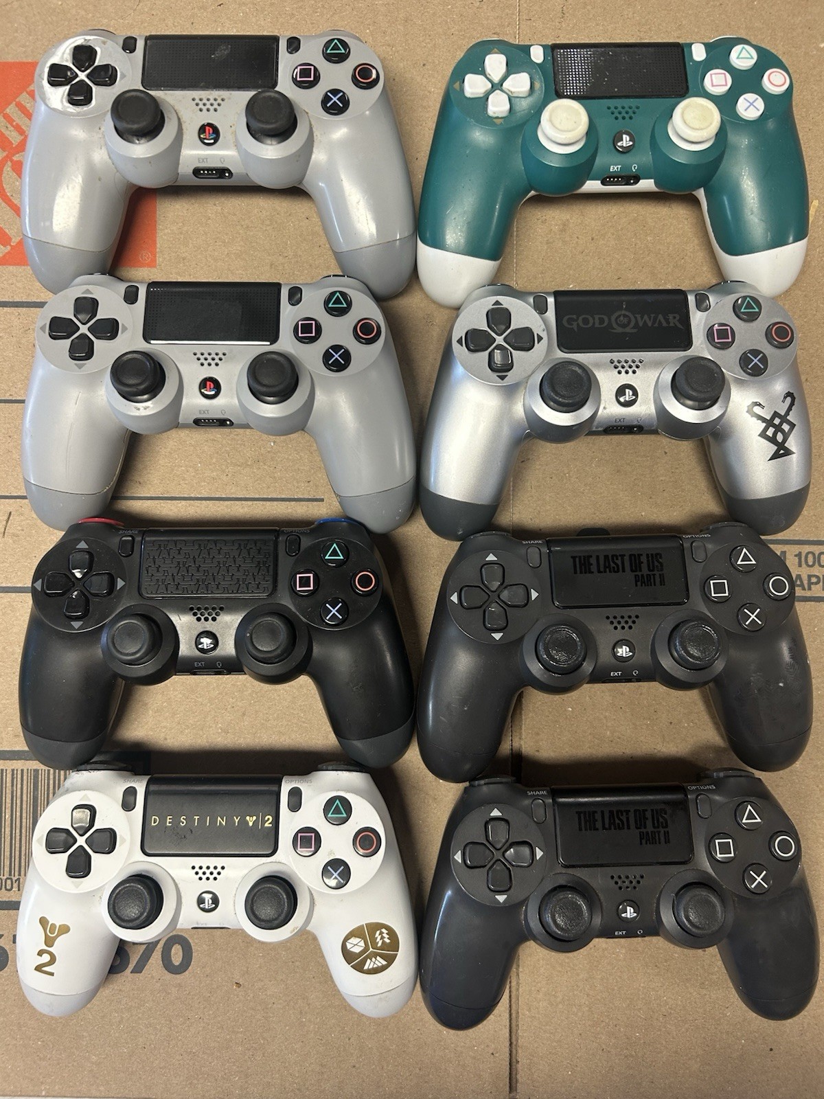 (8) PS4 Star Wars Anniversay GOW Controllers LOT PARTS REPAIR BROKEN AS-IS
